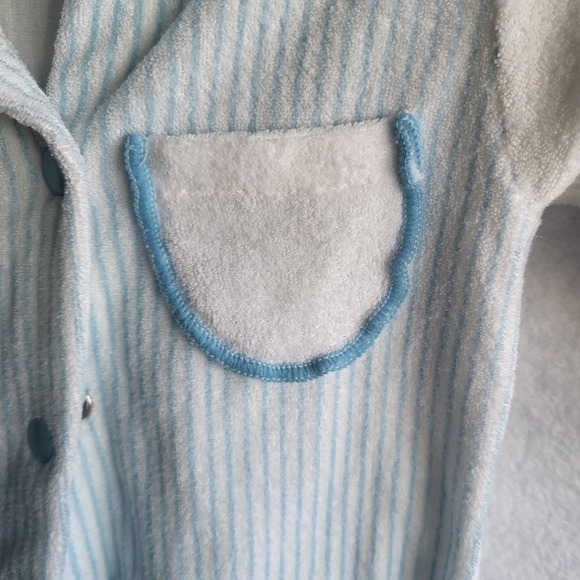 vintage baby sleeper baseball style stripes clown face on feet medium white blue - Picture 2 of 9